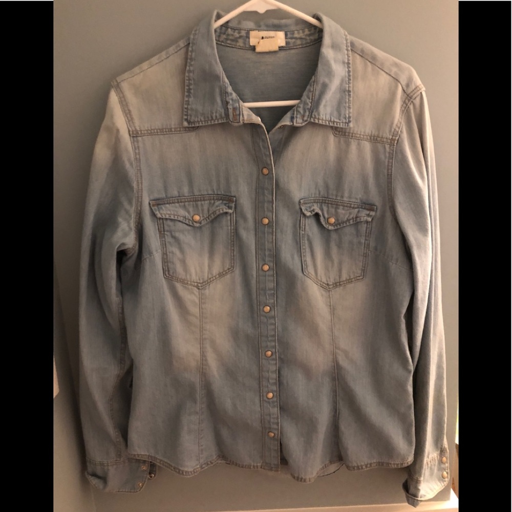 Denim button down top